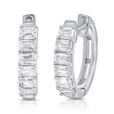 Emerald Shape Diamond Huggies - Lexie Jordan Jewelry