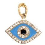 Evil Eye Charm Necklace | 14K Gold | Pave Diamonds | Enamel - Lexie Jordan Jewelry