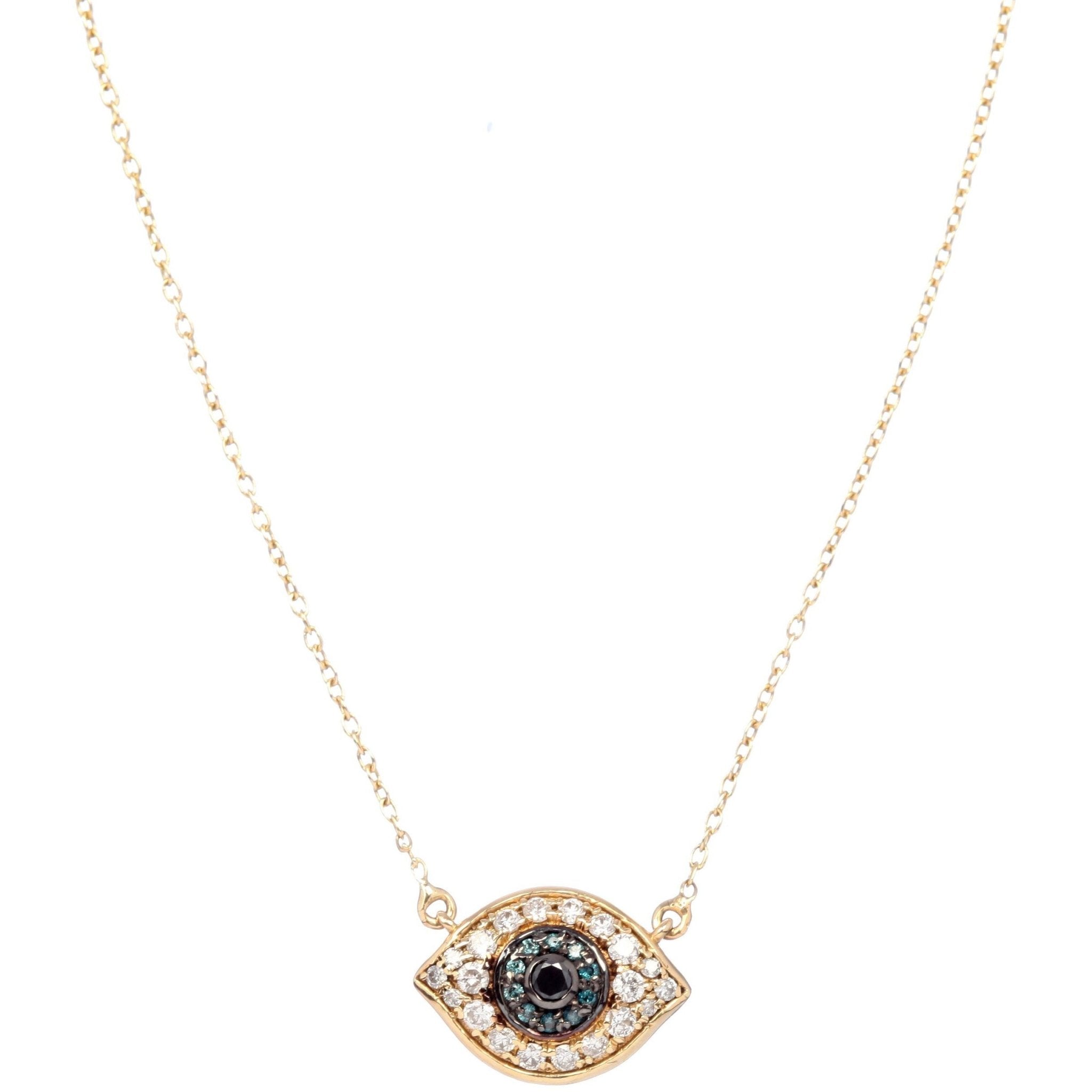 Evil Eye Necklace | Diamonds | Sapphires | 14K Gold - Lexie Jordan Jewelry