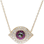 Evil Eye Necklace | Diamonds | Sapphires | 14K Gold - Lexie Jordan Jewelry