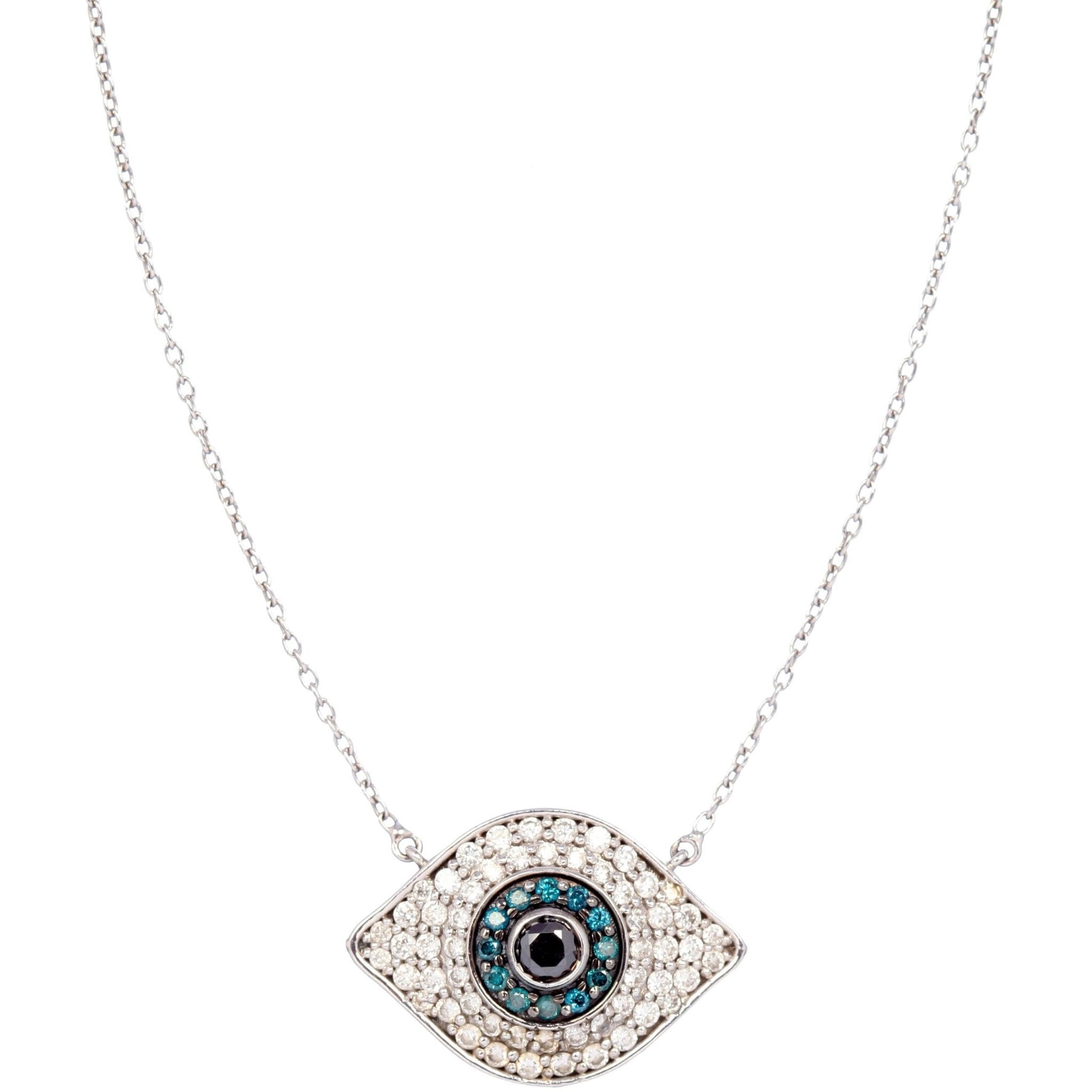 Evil Eye Necklace | Diamonds | Sapphires | 14K Gold - Lexie Jordan Jewelry