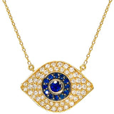 Evil Eye Necklace | Diamonds | Sapphires | 14K Gold - Lexie Jordan Jewelry