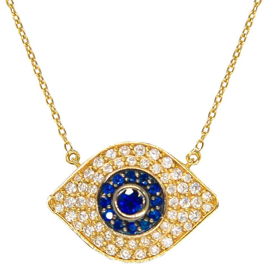 Evil Eye Necklace | Diamonds | Sapphires | 14K Gold - Lexie Jordan Jewelry