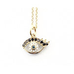 Evil Eye Necklace with Long Eyelashes | Diamond | Sapphire | Gold - Lexie Jordan Jewelry