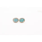Fire Opal Stud Earrings | 14K Gold | Pave Diamonds - Lexie Jordan Jewelry