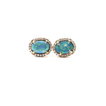 Fire Opal Stud Earrings | 14K Gold | Pave Diamonds - Lexie Jordan Jewelry