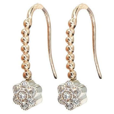 Flower Drop Earrings | Diamonds | 18K Gold | Wire Backs - Lexie Jordan Jewelry