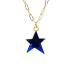 French Star Charm Necklace | 14K Gold | Glowing Enamel Color - Lexie Jordan Jewelry