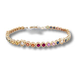 Gemstone Bezel and Diamond Heart Tennis Bracelet - Lexie Jordan Jewelry