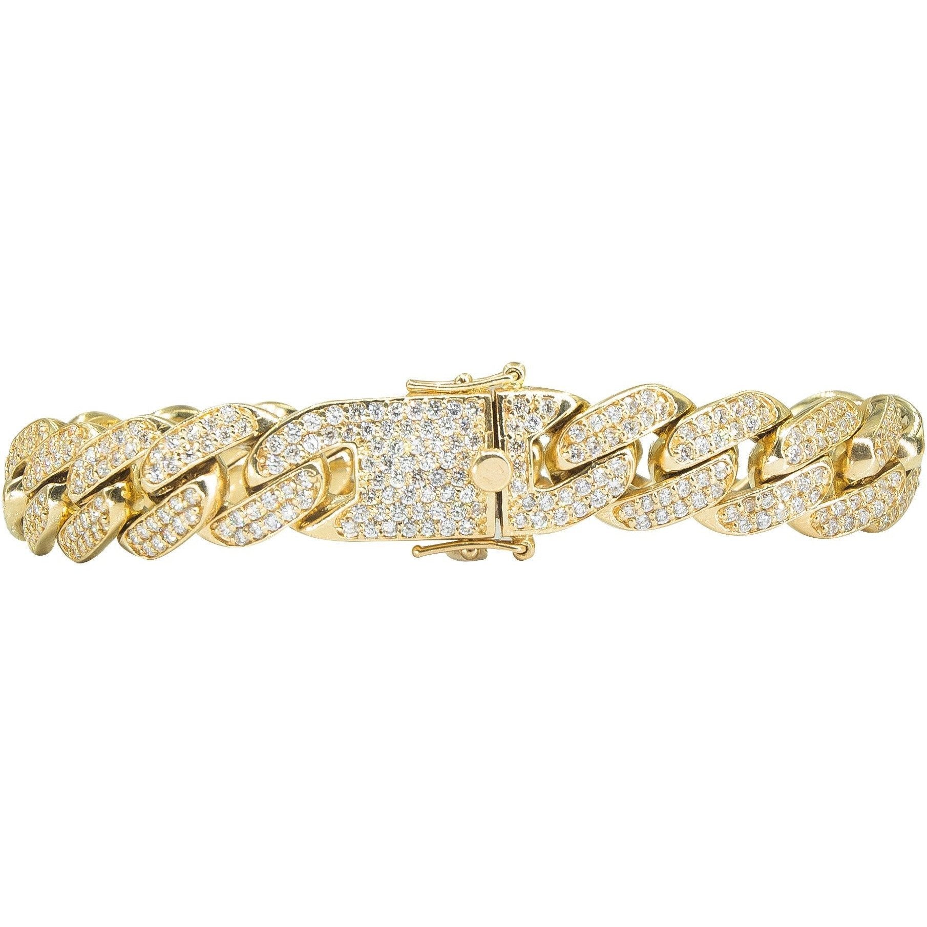 Glittering Cuban Link Chain Bracelet | 14K Gold | Faceted Diamonds - Lexie Jordan Jewelry
