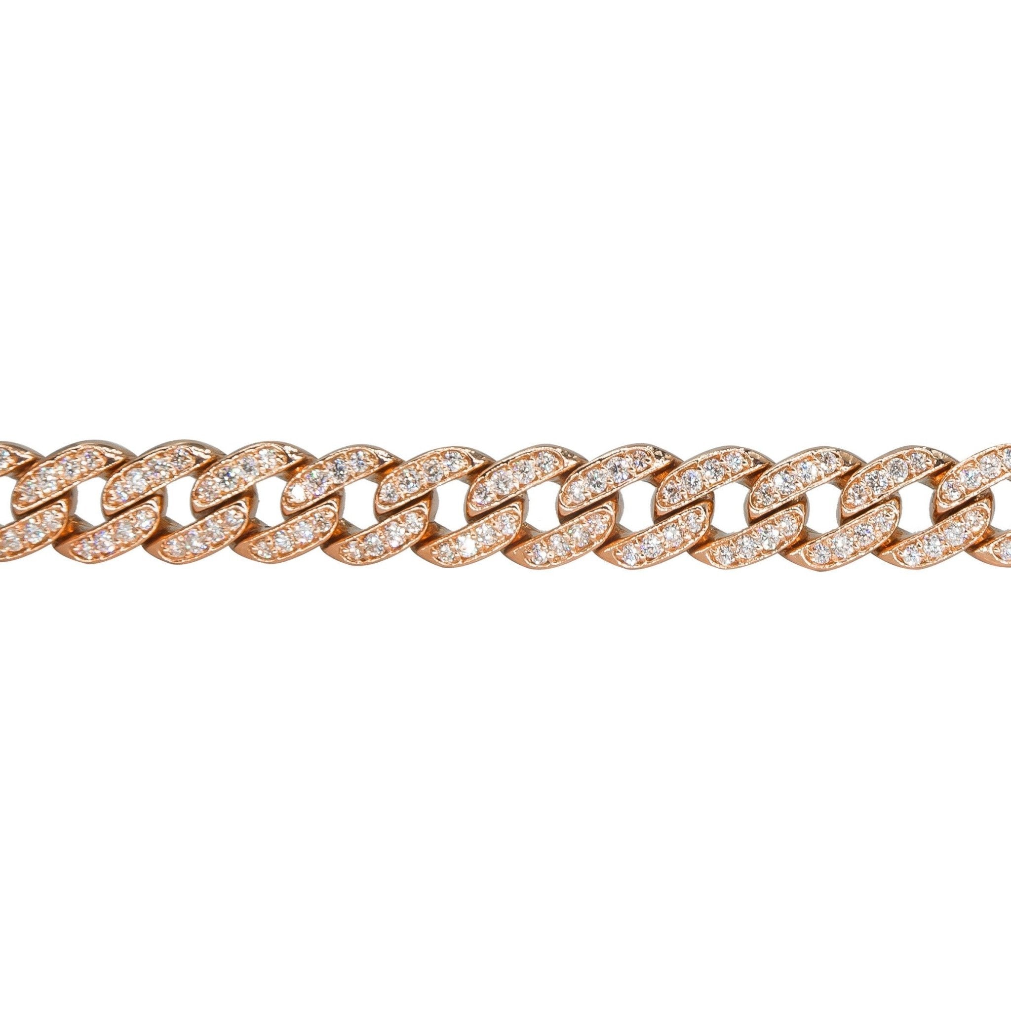 Glittering Cuban Link Chain Bracelet | 14K Gold | Faceted Diamonds - Lexie Jordan Jewelry