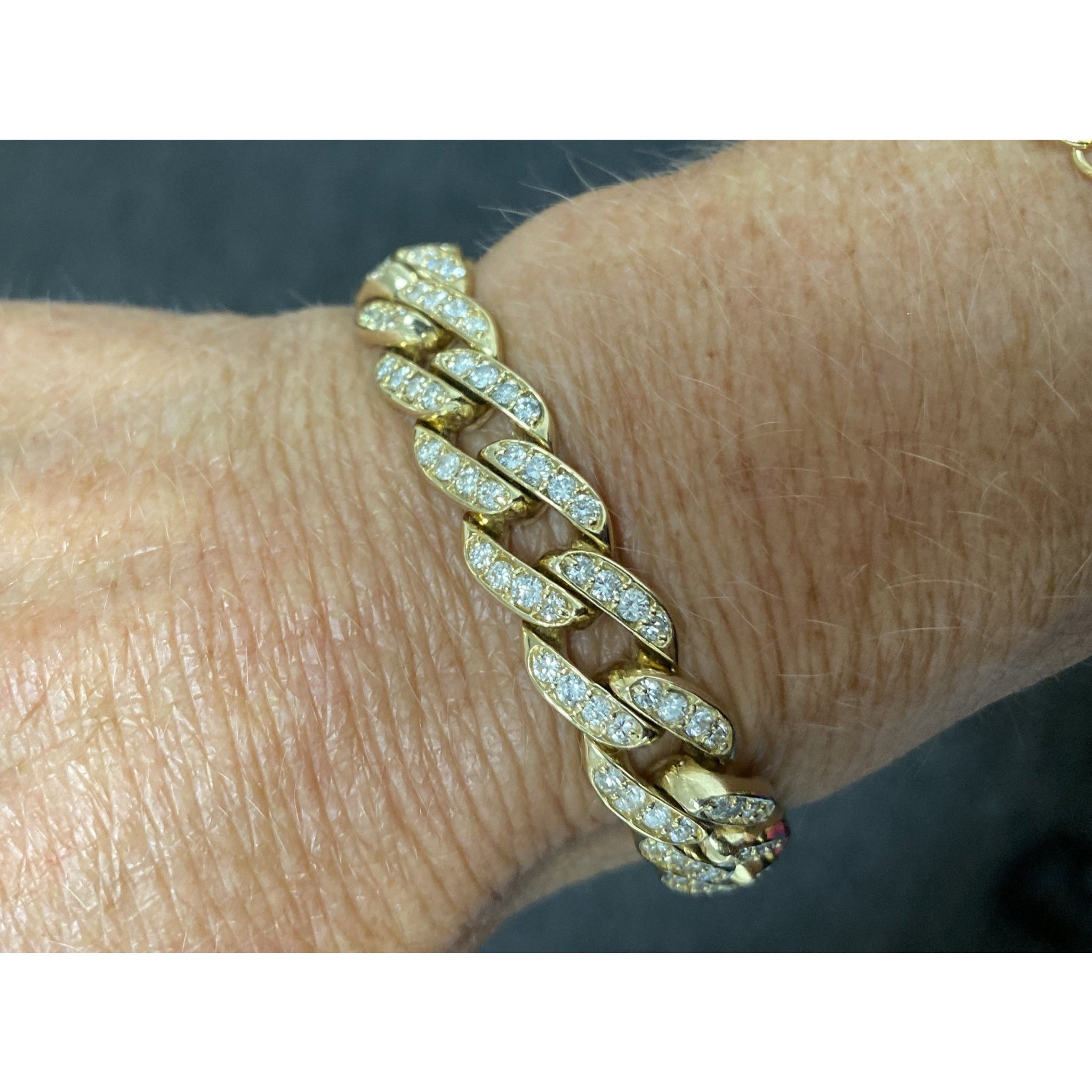 Glittering Cuban Link Chain Bracelet | 14K Gold | Faceted Diamonds - Lexie Jordan Jewelry
