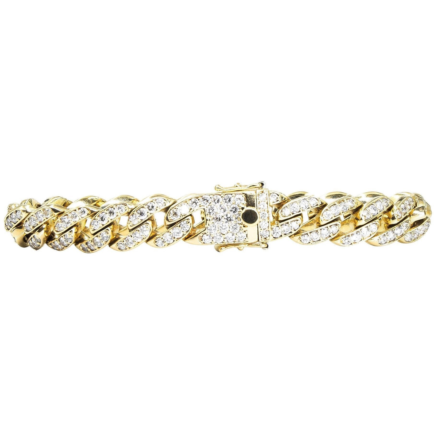Glittering Cuban Link Chain Bracelet | 14K Gold | Faceted Diamonds - Lexie Jordan Jewelry