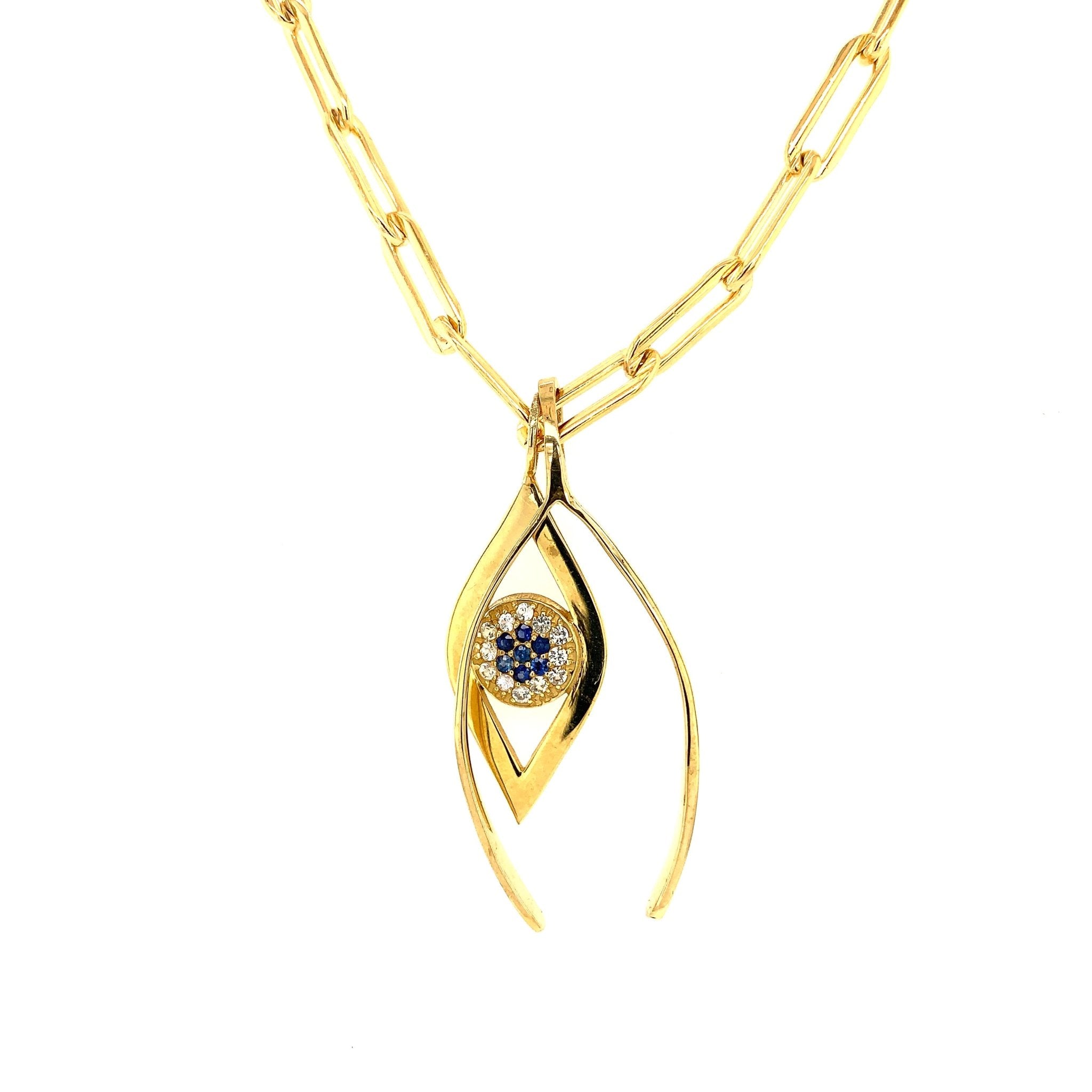 Gold Eye Necklace | Pave Diamond Center - Lexie Jordan Jewelry