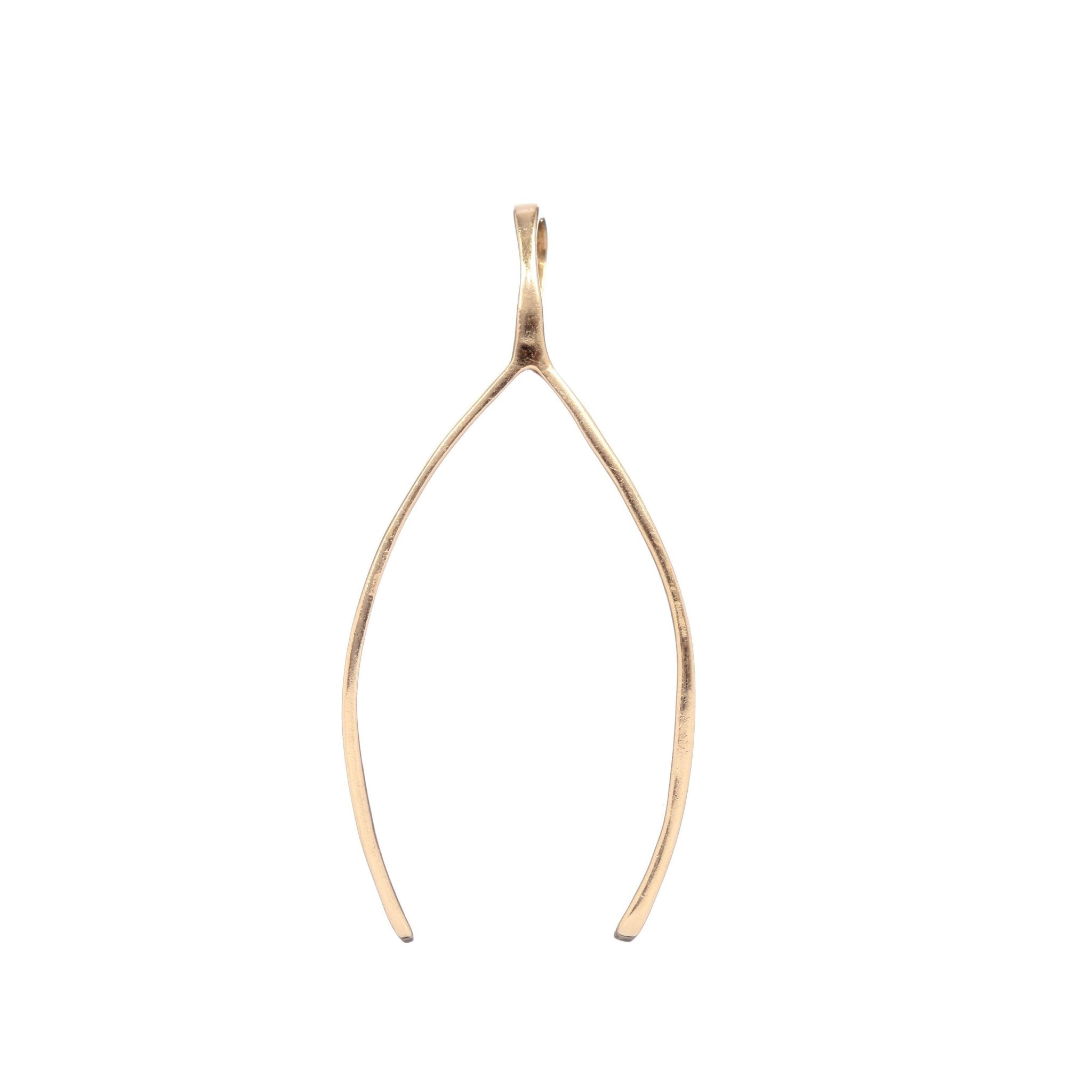Good Luck Charm| Wish bone gold Charm| 14k Gold Good Luck Charm| long charm - Lexie Jordan Jewelry