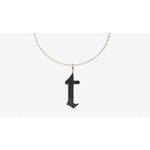 Gothic Black Diamond Small Initial Charm Necklace | 14K Gold | Black Diamonds - Lexie Jordan Jewelry