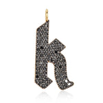 Gothic Black Diamond Small Initial Charm Necklace | 14K Gold | Black Diamonds - Lexie Jordan Jewelry