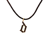 Gothic Black Diamond Small Initial Charm Necklace | 14K Gold | Black Diamonds - Lexie Jordan Jewelry