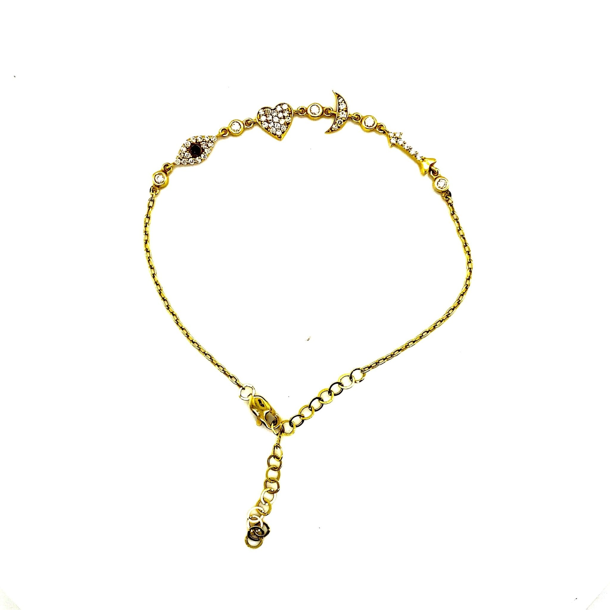 I Love You to the Moon and Back Bracelet| 14 kt gold | natural diamonds - Lexie Jordan Jewelry