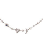 I love you to the Moon and Back Necklace in Sterling Silver with Cubic Zirconia Charms - Lexie Jordan Jewelry