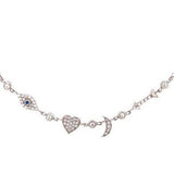 I love you to the Moon and Back Necklace in Sterling Silver with Cubic Zirconia Charms - Lexie Jordan Jewelry