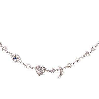 I love you to the Moon and Back Necklace in Sterling Silver with Cubic Zirconia Charms - Lexie Jordan Jewelry