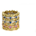 Lotus Color Splashed Precious Gemstone Stacking Ring | 18K Gold | Bezel Set - Lexie Jordan Jewelry