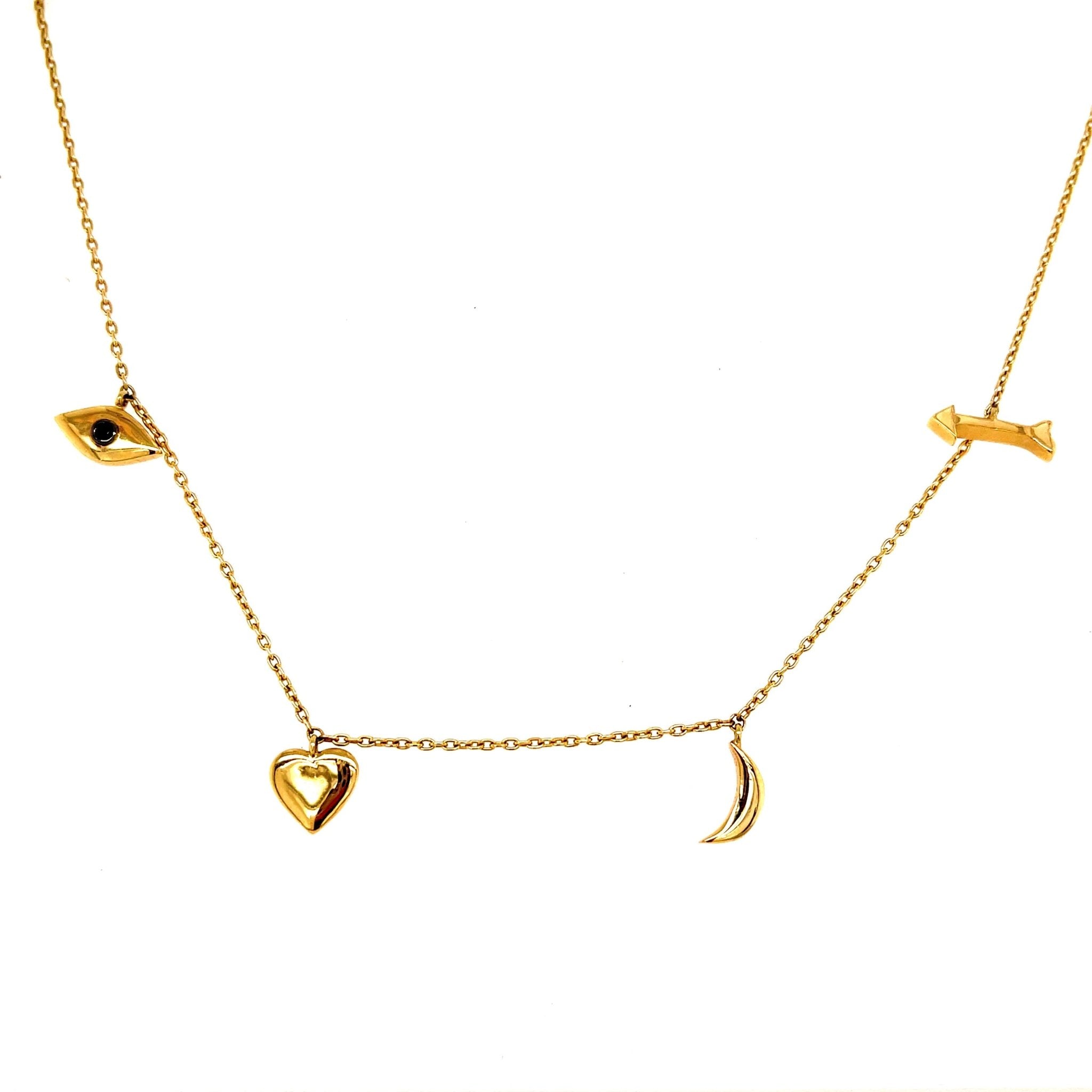 Love Necklace | I love you to the Moon and Back Dangling charms 14K - Lexie Jordan Jewelry