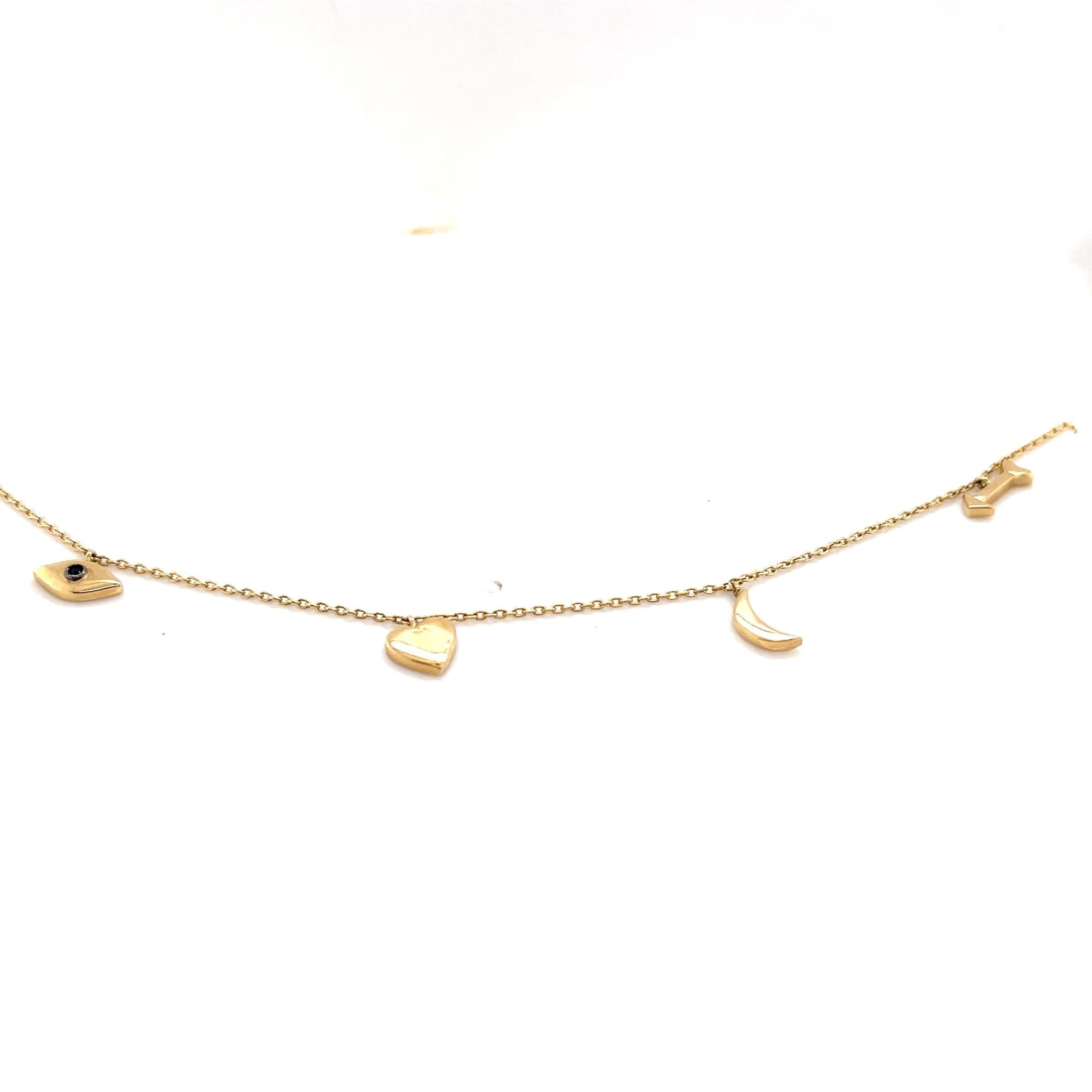 Love Necklace | I love you to the Moon and Back Dangling charms 14K - Lexie Jordan Jewelry