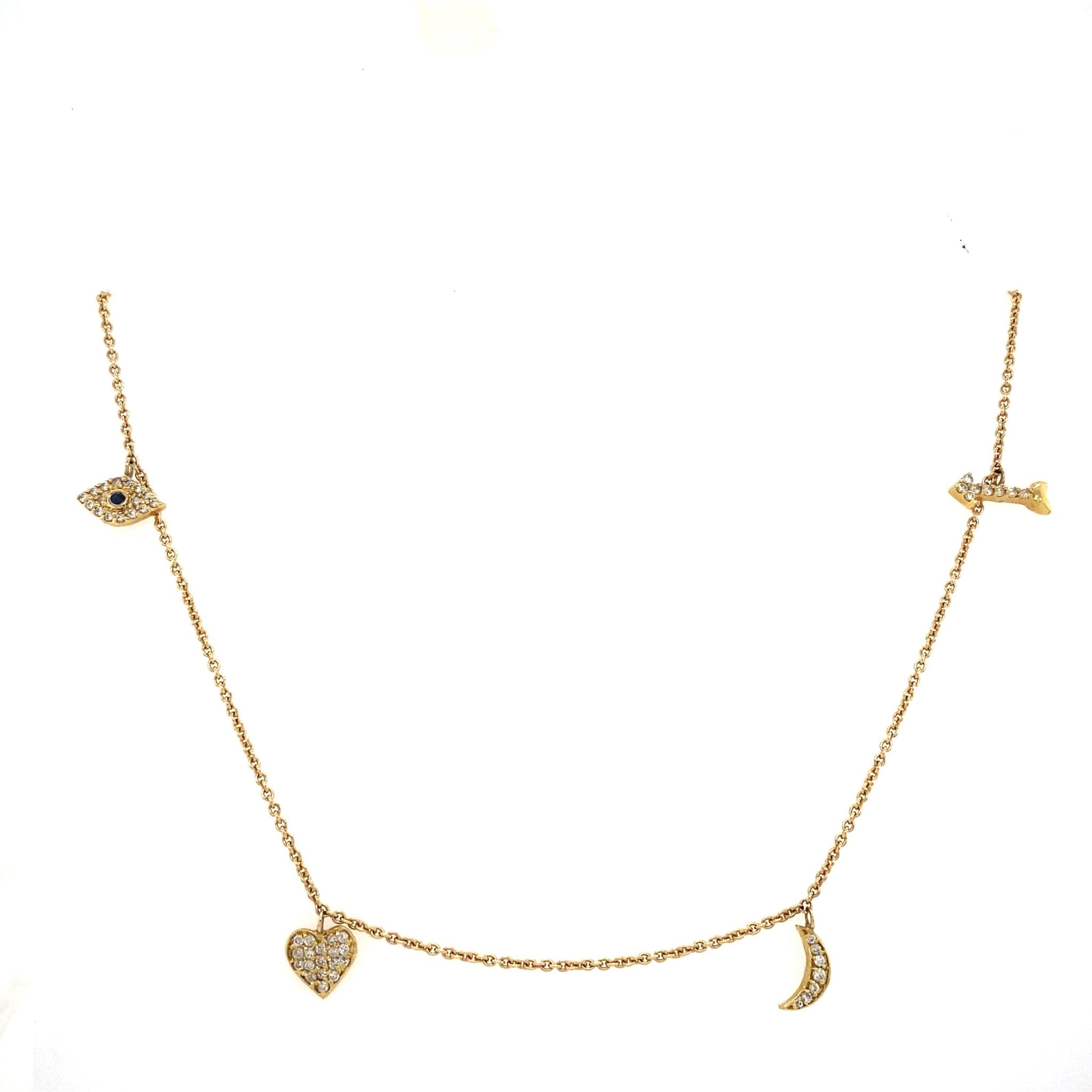 Love to the Moon and Back | Dangling Diamond Charms| 14K gold - Lexie Jordan Jewelry