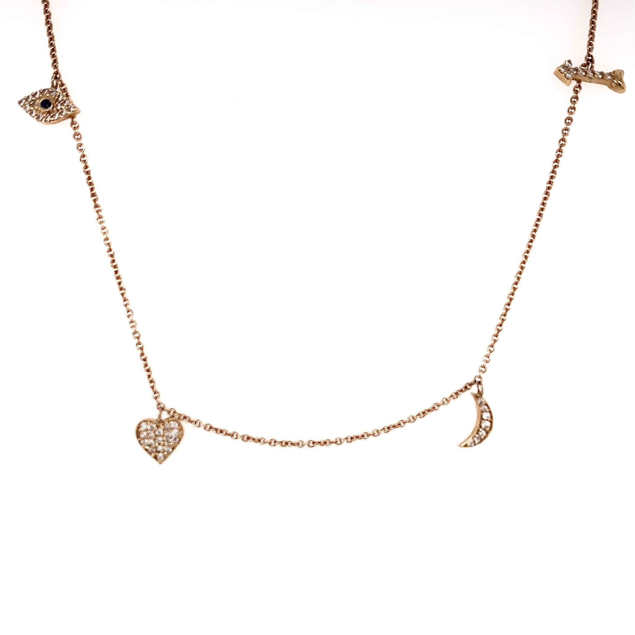 Love to the Moon and Back | Dangling Diamond Charms| 14K gold - Lexie Jordan Jewelry