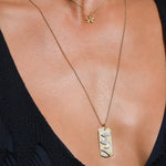 Love You to Moon and Back 14K Gold Diamonds Dog Tag - Lexie Jordan Jewelry