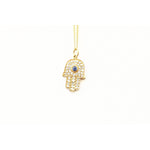Lucky Hamsa Necklace | Gold | Sapphire and Pave Diamonds - Lexie Jordan Jewelry