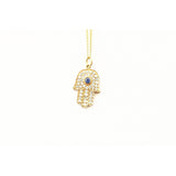 Lucky Hamsa Necklace | Gold | Sapphire and Pave Diamonds - Lexie Jordan Jewelry