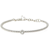 Modern Beaded Bracelet with Diamond Flower | 14K Gold - Lexie Jordan Jewelry