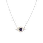 Modern Diamond and Sapphire Pave Diamond Evil Eye Necklace | 14K Gold - Lexie Jordan Jewelry