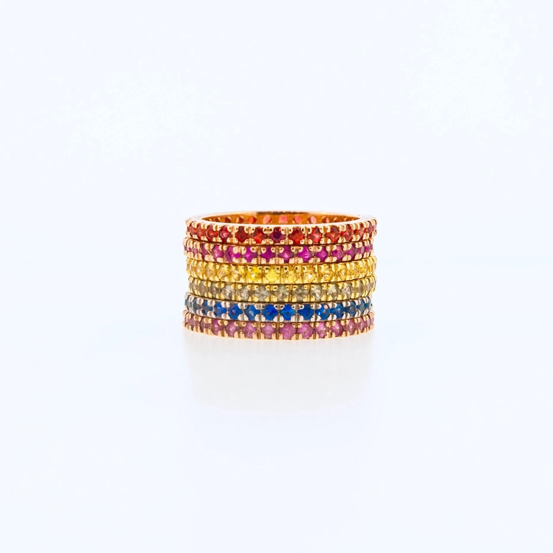 Multi-Color Stacking Eternity Bands | Gold | Precious Gemstones - Lexie Jordan Jewelry