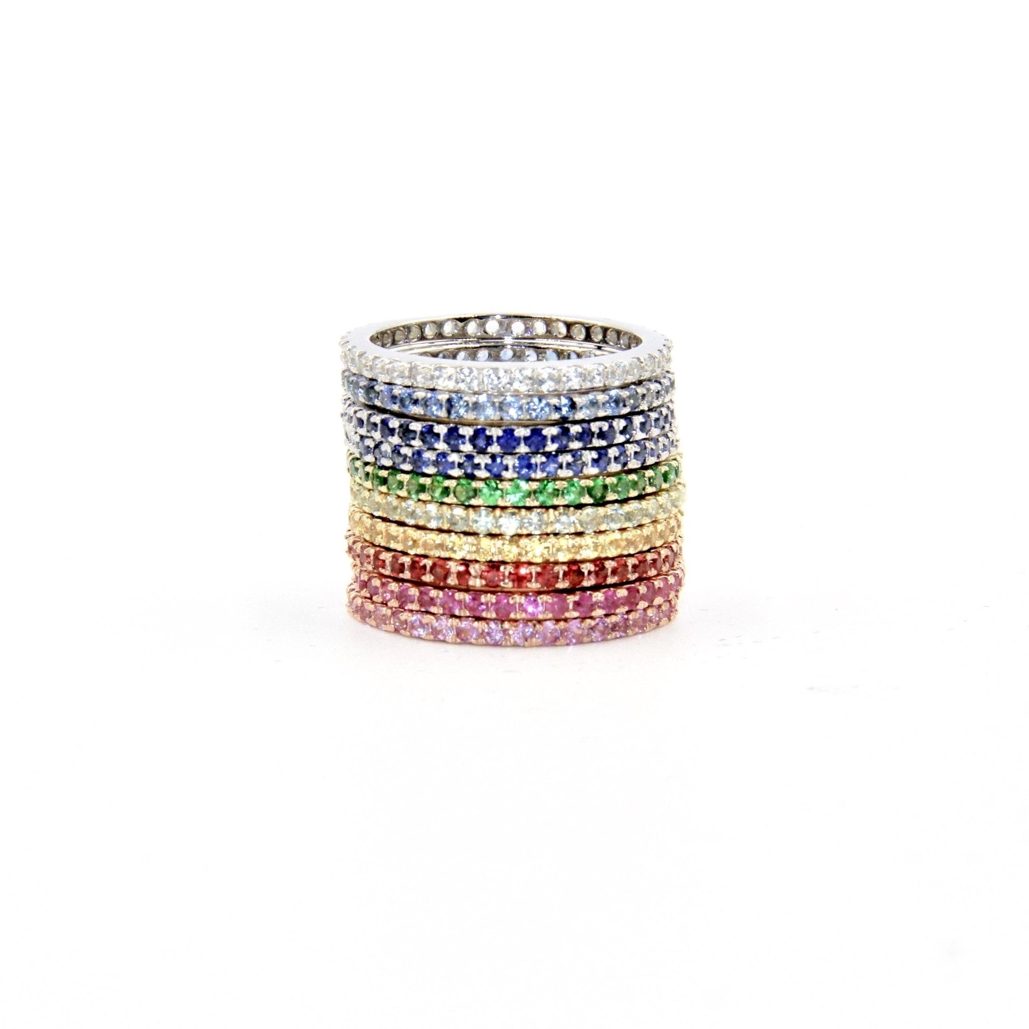 Multi-Color Stacking Eternity Bands | Gold | Precious Gemstones - Lexie Jordan Jewelry
