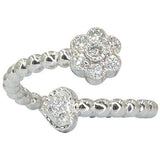 Open Circle Ring with Flower Accents | Diamonds | 18K Gold - Lexie Jordan Jewelry