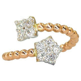 Open Circle Ring with Flower Accents | Diamonds | 18K Gold - Lexie Jordan Jewelry