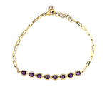 Paperclip bracelet with pear shaped amethyst bezels - Lexie Jordan Jewelry