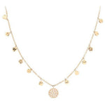 Pave Diamond Circle Pendant with Gold Charms Hanging - Lexie Jordan Jewelry