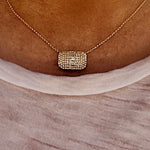 Pave Diamond Rectangle 14K Gold Necklace - Lexie Jordan Jewelry