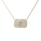 Pave Diamond Rectangle 14K Gold Necklace - Lexie Jordan Jewelry