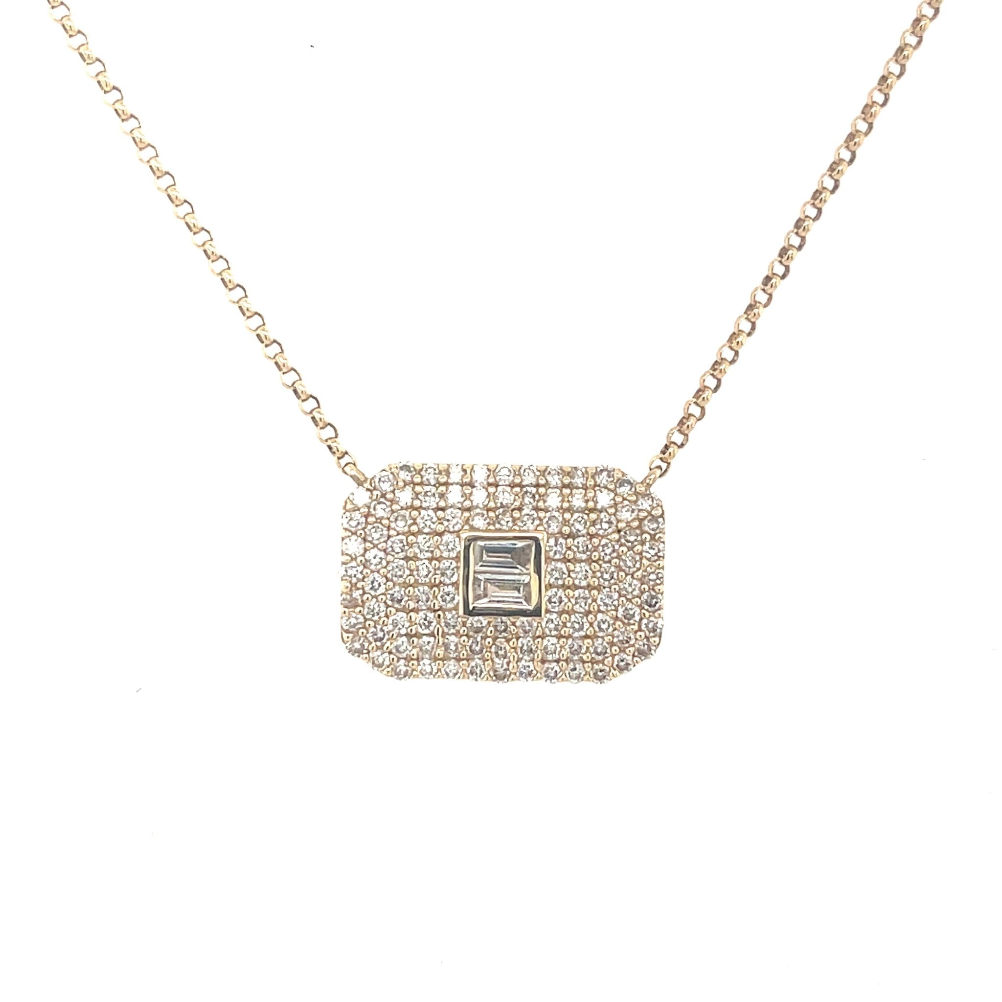 Pave Diamond Rectangle 14K Gold Necklace - Lexie Jordan Jewelry