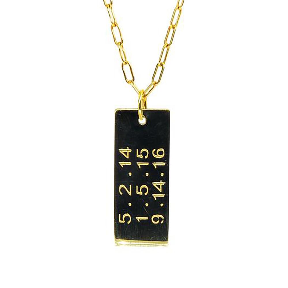 Personalized Dog Tag | 14K Gold | Custom Dates and Words - Lexie Jordan Jewelry