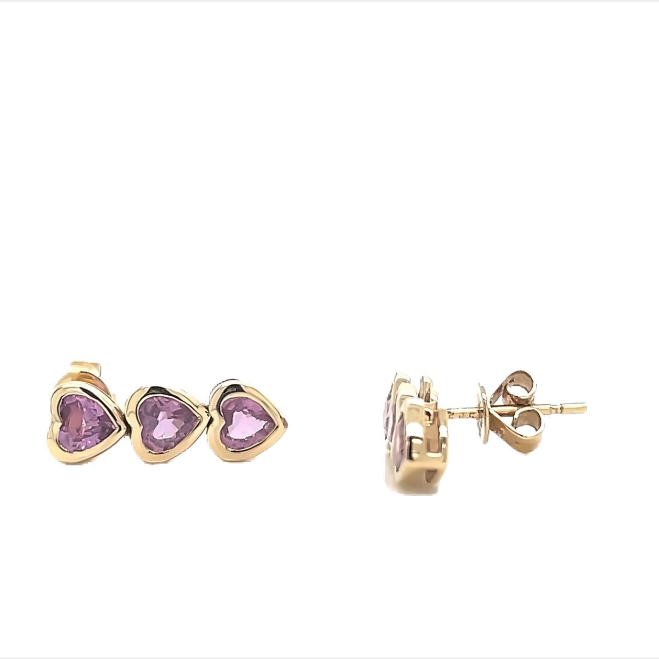 Pink Sapphire Heart Drop Earrings - Lexie Jordan Jewelry