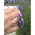 Round Bezel Set Sapphire Ring | 18K Gold | Beaded Band - Lexie Jordan Jewelry
