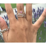 Round Bezel Set Sapphire Ring | 18K Gold | Beaded Band - Lexie Jordan Jewelry