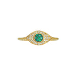 Sapphire or Peridot Evil Eye Ring | 14K Gold | Pave Diamonds - Lexie Jordan Jewelry